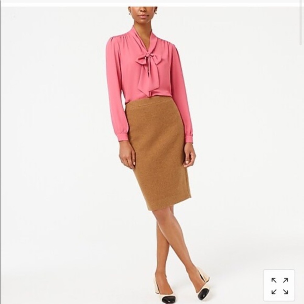J Crew Factory Camel Brown Wool Pencil Skirt